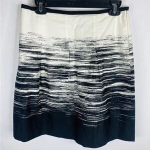 Ann Taylor Skirt Womens 8 Black White A Line Striped Lined 100% Cotton